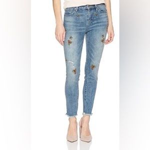 Lucky Brand Womens Jeans Sz 6 Blue Ava Skinny Floral Embroidered